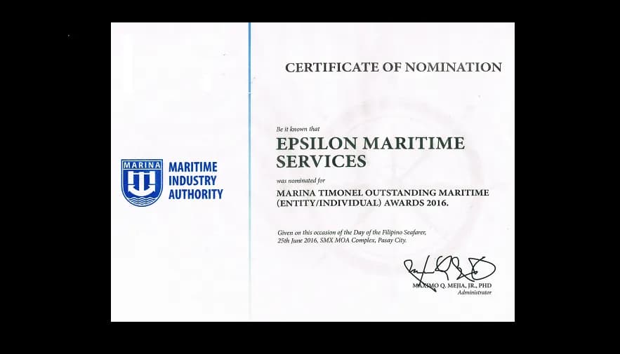 MARINA nominates EMSI for 2016 Timonel Award – June 2016